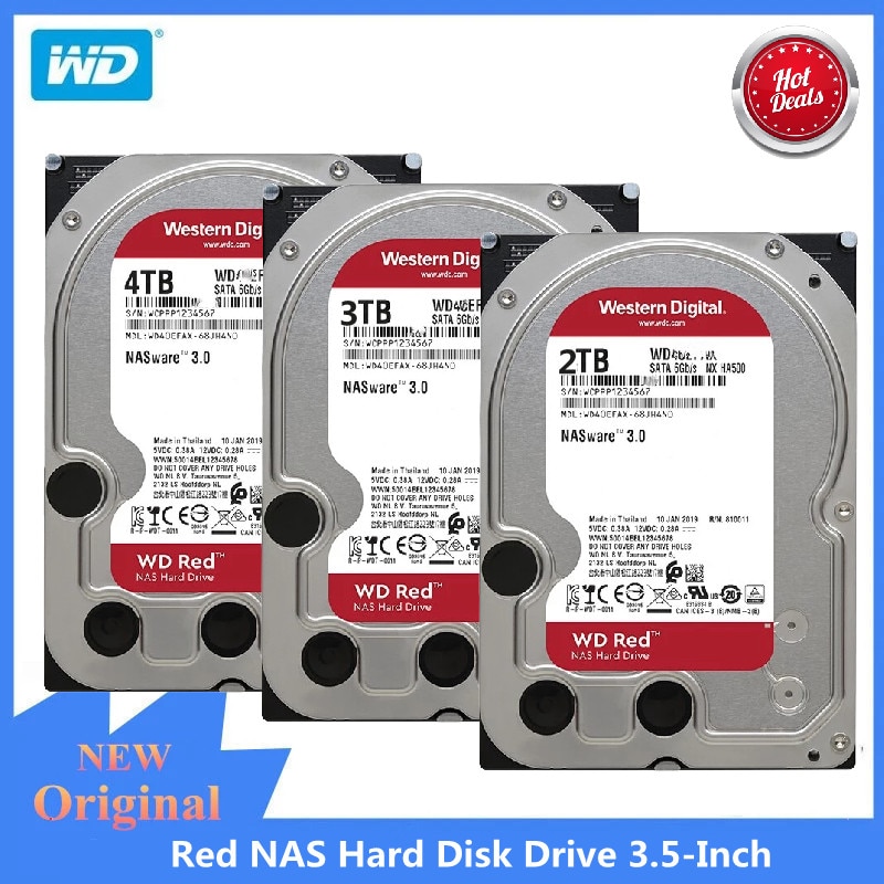 Western Digital WD 레드 NAS 하드 디스크 드라이브 1 테라바이트 2 테라바이트 4 테라바이트 6 테라바이트 8 테라바이트 10 테라바이트 SATA 6 기가바이트/초 3.5 인치 64 MB 캐시 5400RPM HDD 데스크탑 N